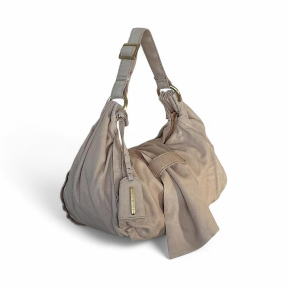 Y2K Antonio Melani Taupe Leather Hobo Shoulder Bag Bow Detail - Picture 2 of 8